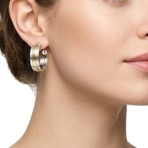 Elegant Hammered Vintage Two Tone Hoops